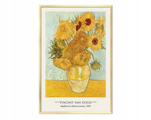 obraz Vincent van Gogh SŁONECZNIKI + ZŁOTA RAMA