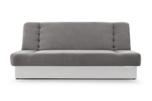 CYPRUS sofa rozkładana z pojemnikiem na pościel popiel+ biała ekoskóra