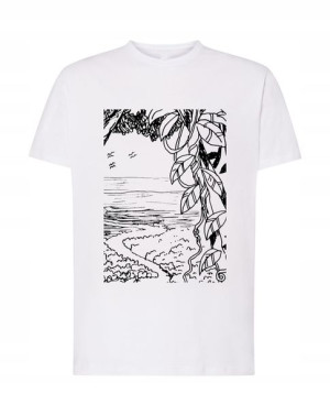 T-shirt Męski Dżungla Rzeka Modny Nadruk R. L
