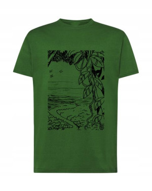 T-shirt Męski Dżungla Rzeka Modny Nadruk R. Xxl