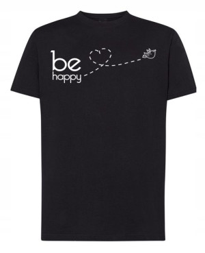 T-Shirt męski fajny nadruk Be Happy r.3XL