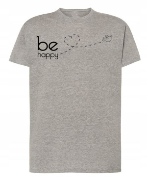 T-Shirt męski fajny nadruk Be Happy r.L