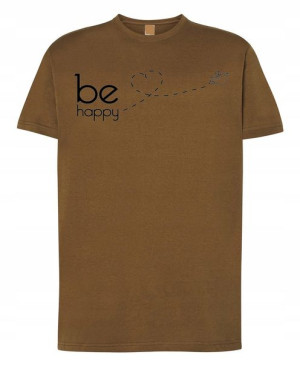 T-Shirt męski fajny nadruk Be Happy r.S