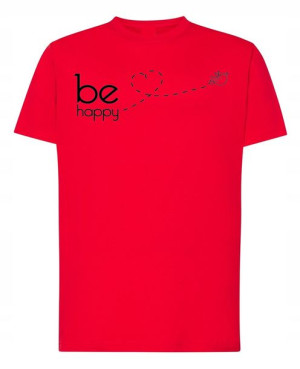 T-Shirt męski fajny nadruk Be Happy r.XS