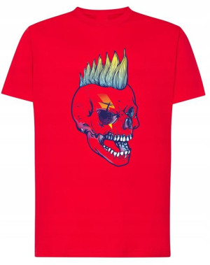 T-Shirt męski fajny nadruk Czaszka Irokez r.3XL