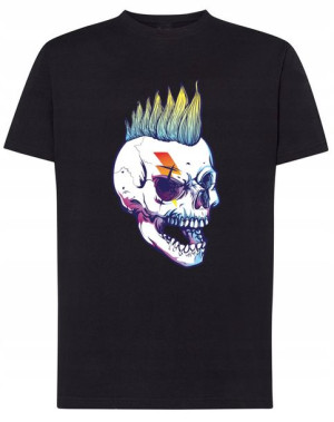 T-Shirt męski fajny nadruk Czaszka Irokez r.4XL