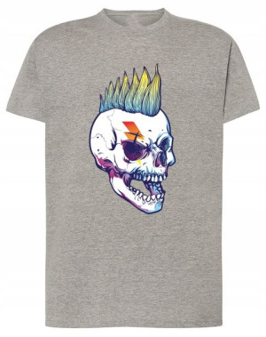 T-Shirt męski fajny nadruk Czaszka Irokez r.M