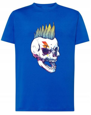 T-Shirt męski fajny nadruk Czaszka Irokez r.M
