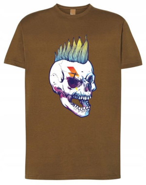 T-Shirt męski fajny nadruk Czaszka Irokez r.XXL
