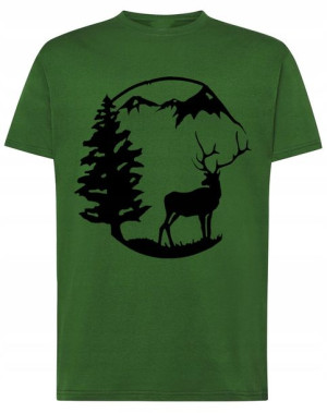 T-Shirt męski fajny nadruk JELEŃ GÓRY r.M