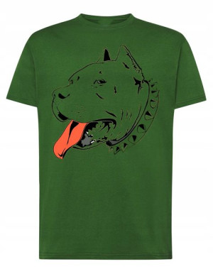 T-Shirt męski fajny nadruk PIES AMSTAF r.S