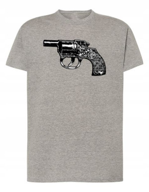 T-Shirt męski fajny nadruk REWOLWER PISTOLET R.4XL