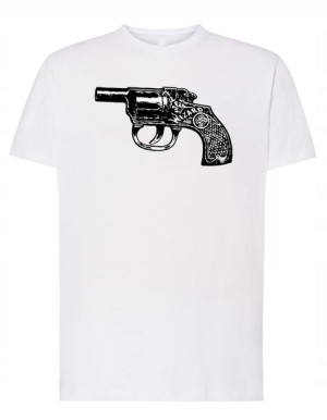 T-Shirt męski fajny nadruk REWOLWER PISTOLET R.M