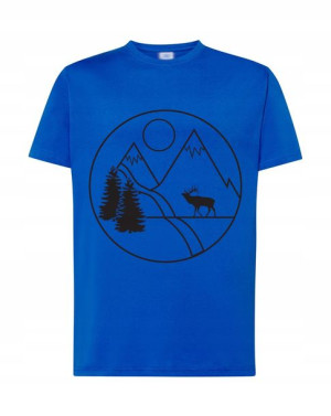 T-shirt Męski Góry Jeleń Turystyczny Nadruk R. M