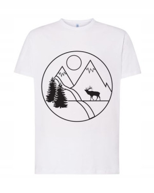 T-shirt Męski Góry Jeleń Turystyczny Nadruk R. Xl