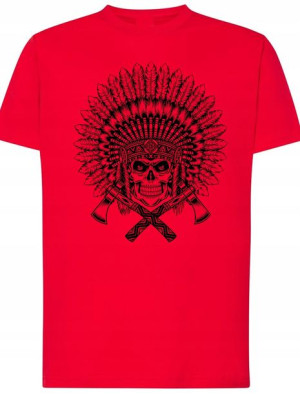 T-Shirt Męski Indianin Czaszka Modny Lato R.4XL