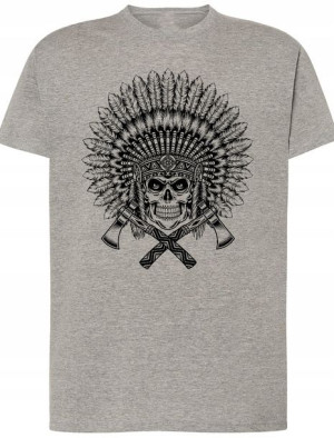 T-Shirt Męski Indianin Czaszka Modny Lato R.5XL