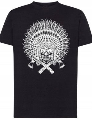 T-Shirt Męski Indianin Czaszka Modny Lato R.5XL