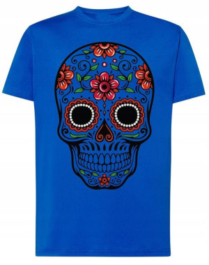 T-Shirt męski kolorowy nadruk CZASZKA r.3XL