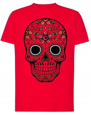T-Shirt męski kolorowy nadruk CZASZKA r.M