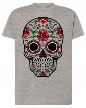 T-Shirt męski kolorowy nadruk CZASZKA r.XL