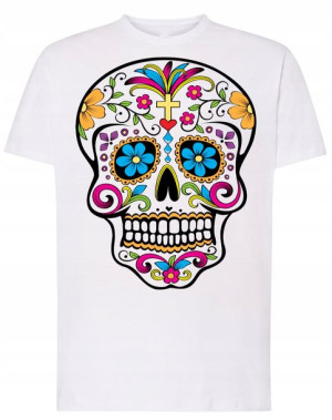 T-Shirt męski kolorowy nadruk CZASZKA r.XXL