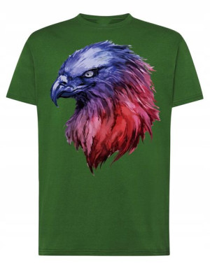 T-Shirt męski kolorowy nadruk głowa ORZEŁ r.3XL