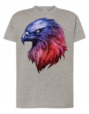T-Shirt męski kolorowy nadruk głowa ORZEŁ r.M