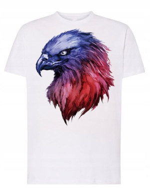 T-Shirt męski kolorowy nadruk głowa ORZEŁ r.S