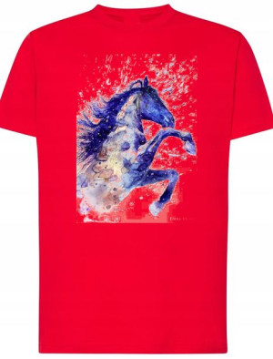 T-Shirt Męski Koń Modny Kolorowy Nadruk Rozm.3XL