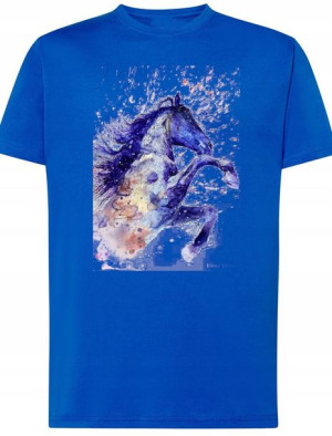 T-Shirt Męski Koń Modny Kolorowy Nadruk Rozm.4XL