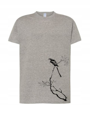 T-shirt Męski Modny Nadruk Ptak Na Gałęzi Rozm 3xl