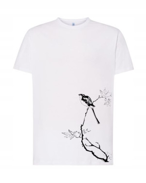 T-shirt Męski Modny Nadruk Ptak Na Gałęzi Rozm S