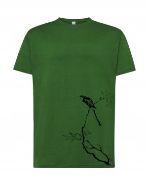T-shirt Męski Modny Nadruk Ptak Na Gałęzi Rozm Xs