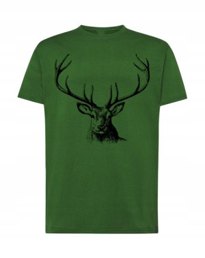 T-shirt Męski Myśliwy Jeleń Logo Nadruk R. S