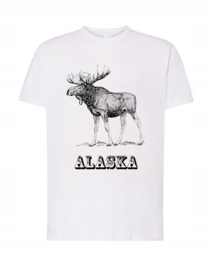 T-Shirt męski nadruk Alaska Łoś Logo Rozm.M