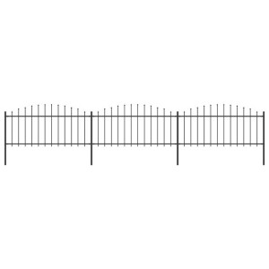 Panele ogrodzeniowe z grotami, stal, (0,5-0,75) x 5,1 m, czarne