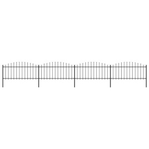 Panele ogrodzeniowe z grotami, stal, (0,5-0,75) x 6,8 m, czarne