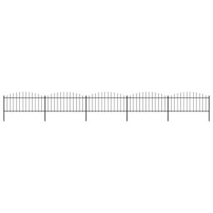 Panele ogrodzeniowe z grotami, stal, (0,5-0,75) x 8,5 m, czarne