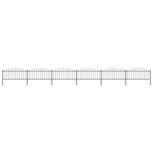 Panele ogrodzeniowe z grotami, stal, (0,5-0,75)x10,2 m, czarne