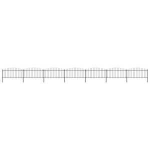 Panele ogrodzeniowe z grotami, stal, (0,5-0,75)x11,9 m, czarne