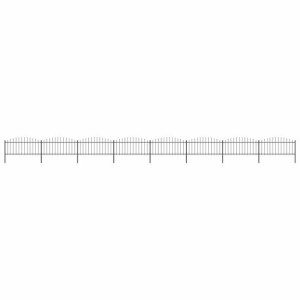 Panele ogrodzeniowe z grotami, stal, (0,5-0,75)x13,6 m, czarne