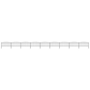Panele ogrodzeniowe z grotami, stal, (0,5-0,75) x 15,3 m, czarne