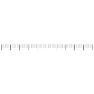 Panele ogrodzeniowe z grotami, stal, (0,5-0,75) x 17 m, czarne
