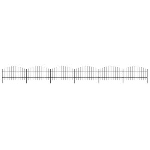Panele ogrodzeniowe z grotami, stal, (0,75-1) x 10,2 m, czarne