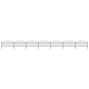 Panele ogrodzeniowe z grotami, stal, (0,75-1)x11,9 m, czarne