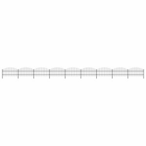 Panele ogrodzeniowe z grotami, stal, (0,75-1) x 15,3 m, czarne