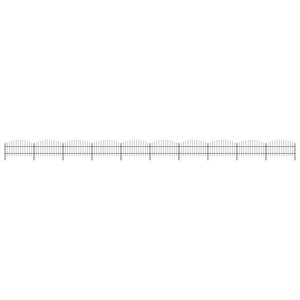 Panele ogrodzeniowe z grotami, stal, (0,75-1) x 17 m, czarne