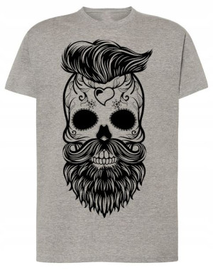 T-Shirt męski nadruk CZASZKA BRODA r.3XL