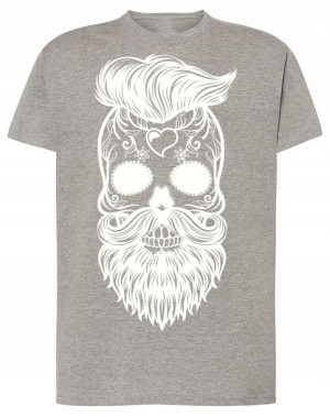 T-Shirt męski nadruk CZASZKA BRODA r.4XL